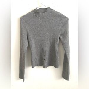 Kuose Sweater Women’s S Ribbed Knit Mock Neck Gray coquette Soft Girl Slim fit